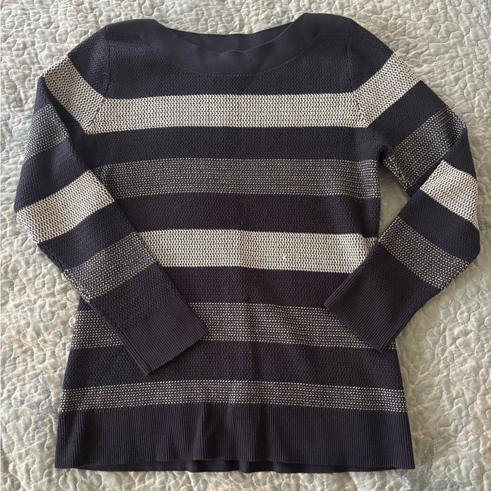 Market & Spruce Black and White Striped Sweater